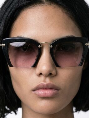 Miu Miu SMU 10Q 1BO-4M2 Matte Black Rose Gold Authentic Sunglasses